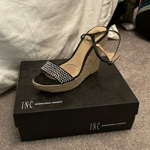 Black Studded Wedges